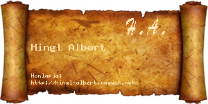 Hingl Albert névjegykártya